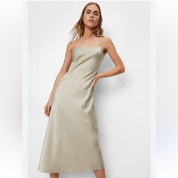 New Nasty Gal Collection Midi Satin Dress US 4 - Picture 1 of 4